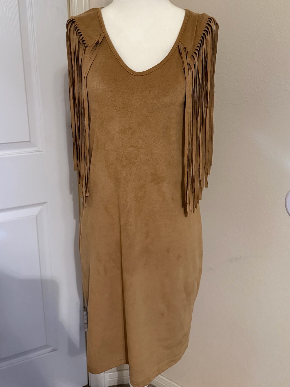 Montana Co. Tan Suede Fringe Dress